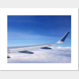 Travel Airplane Wings on a Cloudy Sky Posters and Art